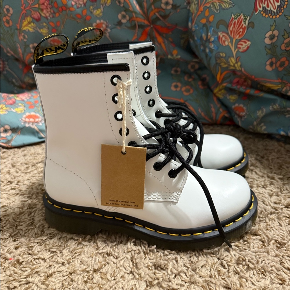 Dr. Martens White Leather Boots